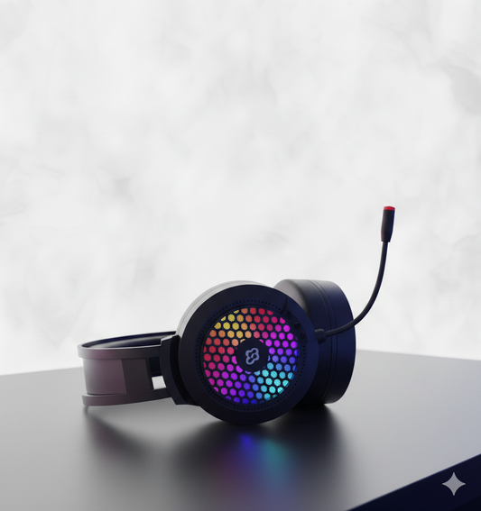 Light weight RGB Headset - Noise Cancelling Adjustable Mic & soft Earmuffs