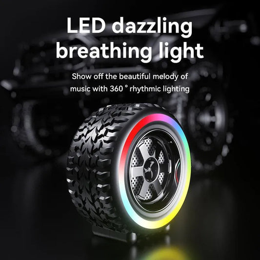 Tire Shaped High bass Bluetooth Speaker - Breathing light &Lightweight