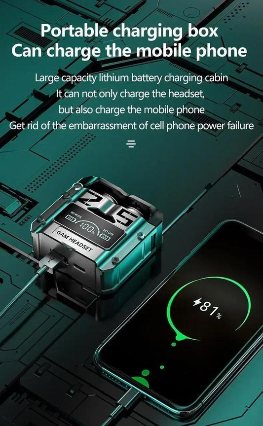 M25 Stealth-Series Wireless gaming Earbuds - Dual Mic Noise reduction & Low Latency